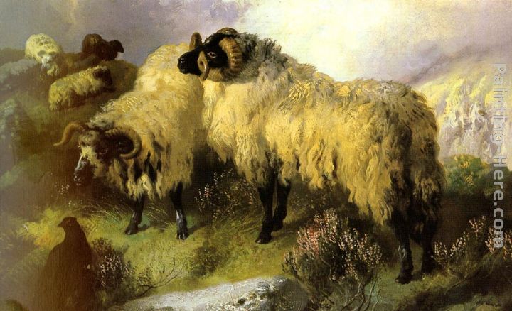 Highland Scene with Sheep and Grouse painting - George W. Horlor Highland Scene with Sheep and Grouse art painting